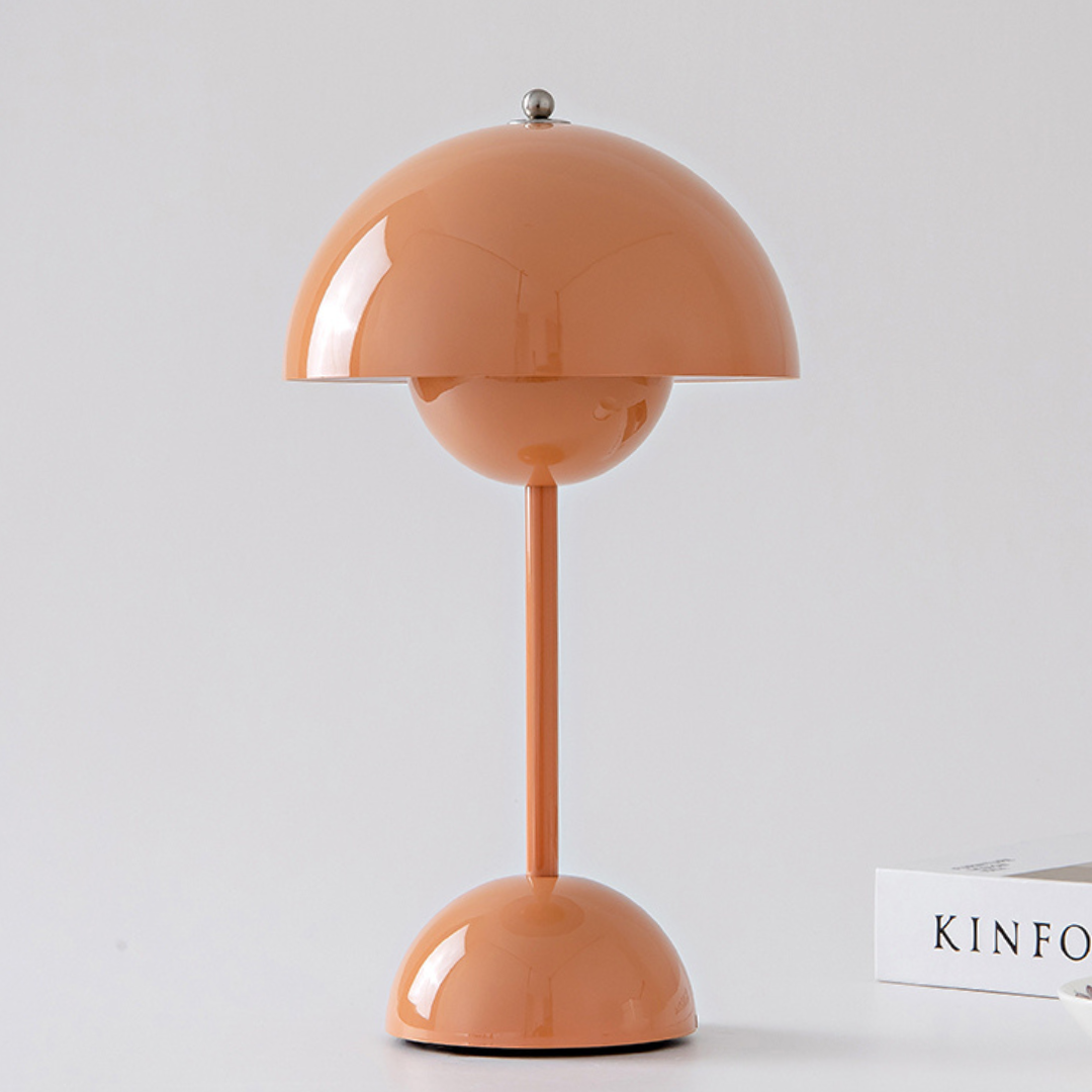 Moderne Pilzlampe, kabellos, mit dimmbarer LED & Touch-Steuerung. Vielseitig einsetzbar als Tisch- oder Leselampe.