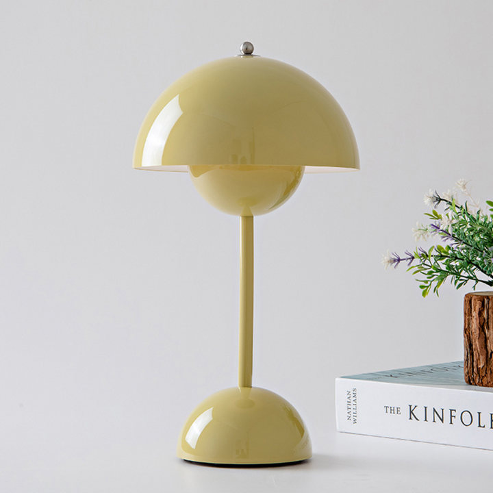 Elegante dimmbare Pilzlampe, kabellos. LED Nachttischlampe mit zeitlosem Design & sanftem Licht.