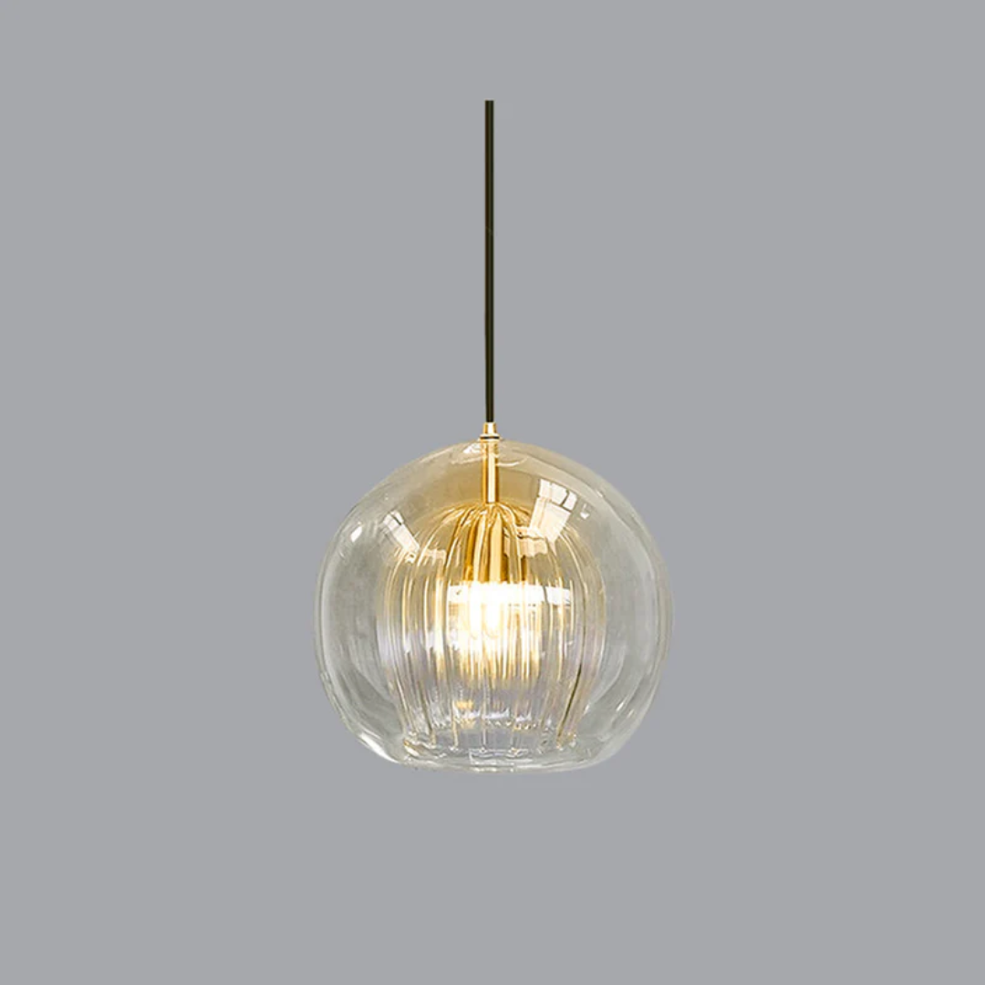 Höhenverstellbare "Aurora Sphere" LED-Kugelleuchte, modernes Wohnzimmerlicht, warmweiß.