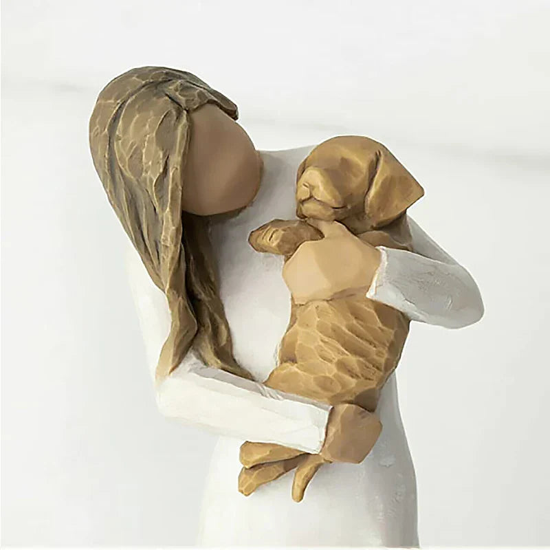 Einzigartige Geschenkidee: Kunstharz Figur einer Familie mit Engel, Kind und Hund für unvergessliche Momente.