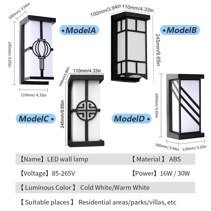 LED Außenleuchte mit Bewegungssensor, modern und IP65 wasserdicht, für sichere Wege im Außenbereich.