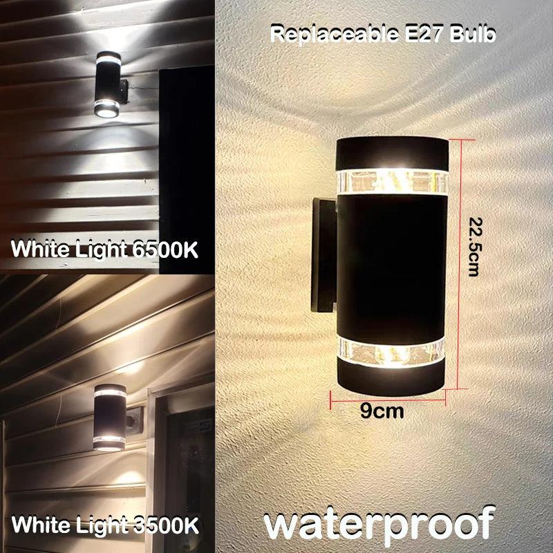 Premium LED Außenleuchte mit Up & Down Effekt, IP65. Perfekte moderne Wandbeleuchtung für Garten, Terrasse, Fassade.