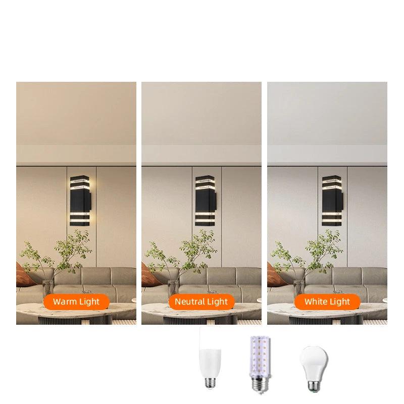 Elegante schwarze LED Wandleuchte für Außenbereich, Up & Down Effekt, IP65, perfekt für moderne Fassadenbeleuchtung.