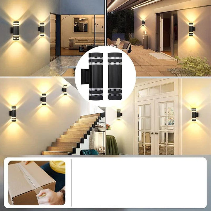 Robuste LED Außenwandleuchte, IP65 wasserdicht, Up/Down Effekt. Perfekte Fassadenbeleuchtung mit modernem Flair.