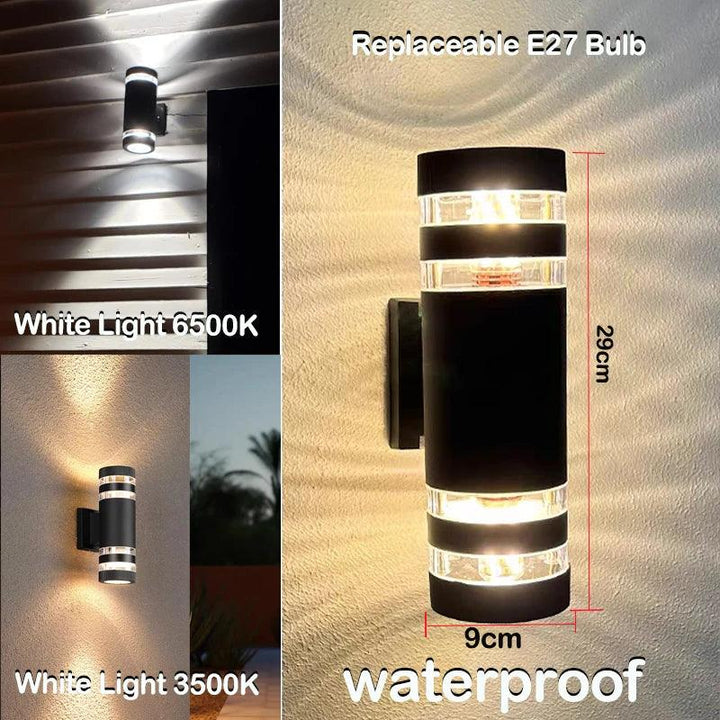 Zeitlose LED Wandbeleuchtung für Außen, IP65 wasserdicht. Up & Down Lichteffekt schafft Atmosphäre an jeder Fassade.