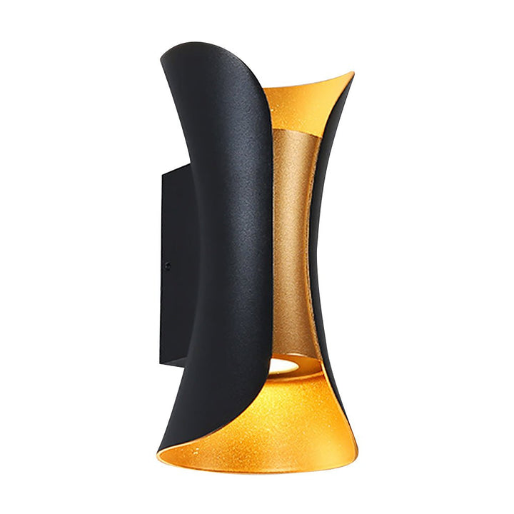 Weiße LED-Außenwandlampe aus Metall, Up & Down Licht, wasserdicht, ideal für moderne Hausfassaden.