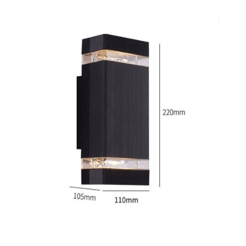 Elegante LED-Außenleuchte für den Eingangsbereich, wetterfest und energieeffizient.
