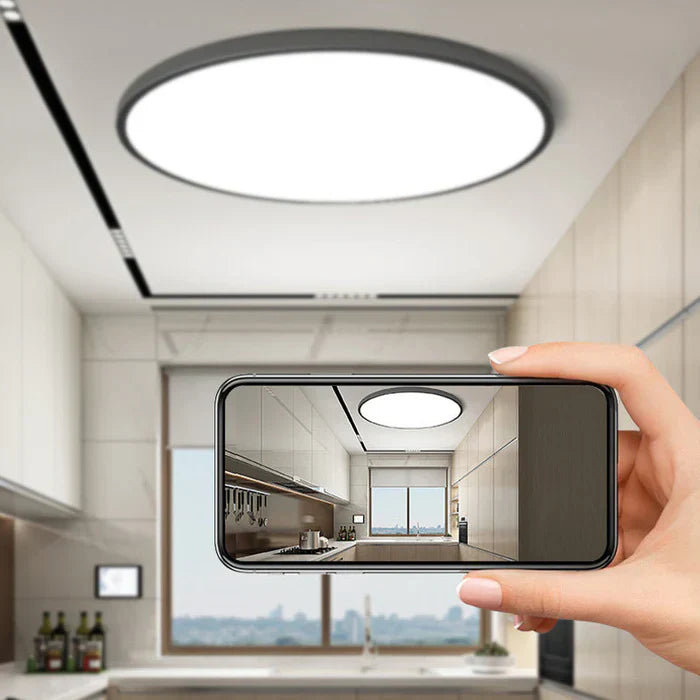 Stilvolle LED-Deckenleuchte für ein modernes Zuhause. Energieeffiziente Innenbeleuchtung für Wohn-, Schlaf- oder Esszimmer.