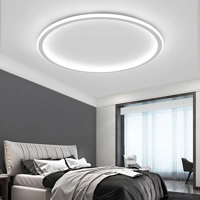 Stylische LED Deckenleuchte, skandinavisch, dimmbar für helles Wohnzimmer Licht.