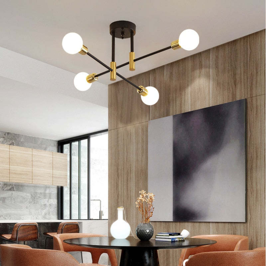 Luxuriöse LED-Deckenleuchte Lumière Royale, Gold-Schwarz, perfektes Deckenlicht für modernes Ambiente.