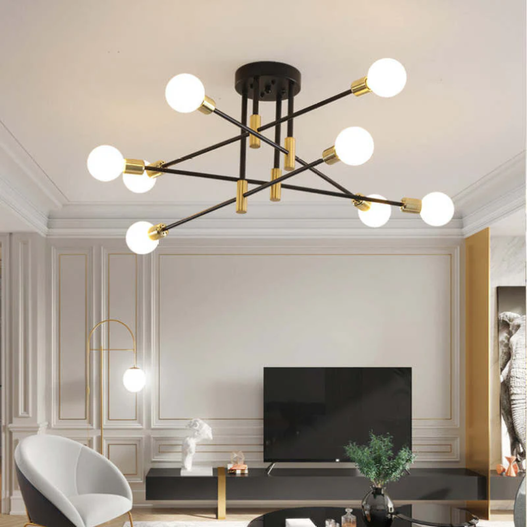 Moderne Beleuchtung durch die LED-Deckenleuchte Lumière Royale, Gold-Schwarz, elegant.