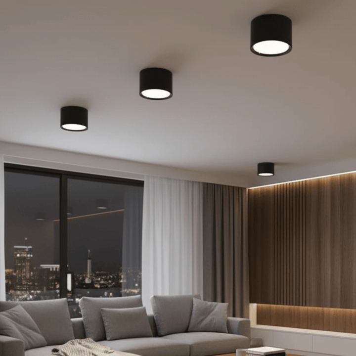 Moderne LED Deckenleuchte schwarz-weiß für stilvolle Innenbeleuchtung.