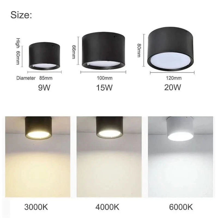 Detailaufnahme der modernen schwarz-weißen LED Deckenlampe, energieeffizient.