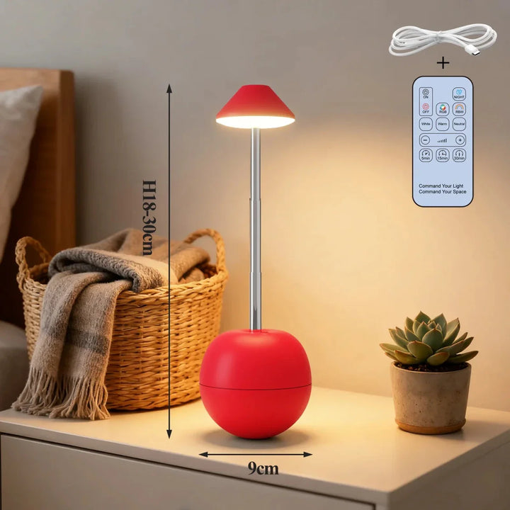 Dekorative LED Tischlampe, dimmbar per Fernbedienung, mit praktischer USB-Ladefunktion.