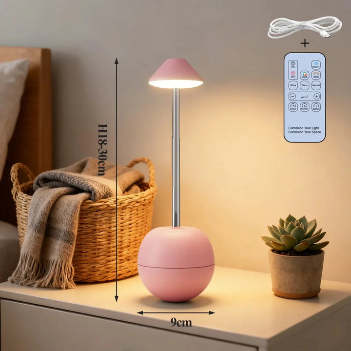 Moderne LED Nachttischlampe, dimmbar, mit USB-Ladefunktion & Fernbedienung für optimales Licht.