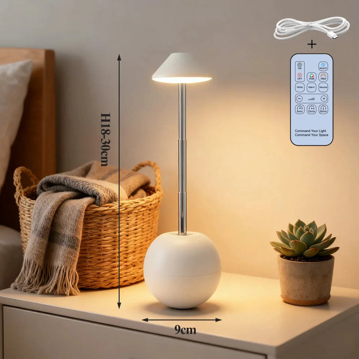 Dimmbare LED Nachttischlampe in verschiedenen Farbvarianten mit USB-Ladefunktion & Fernbedienung.