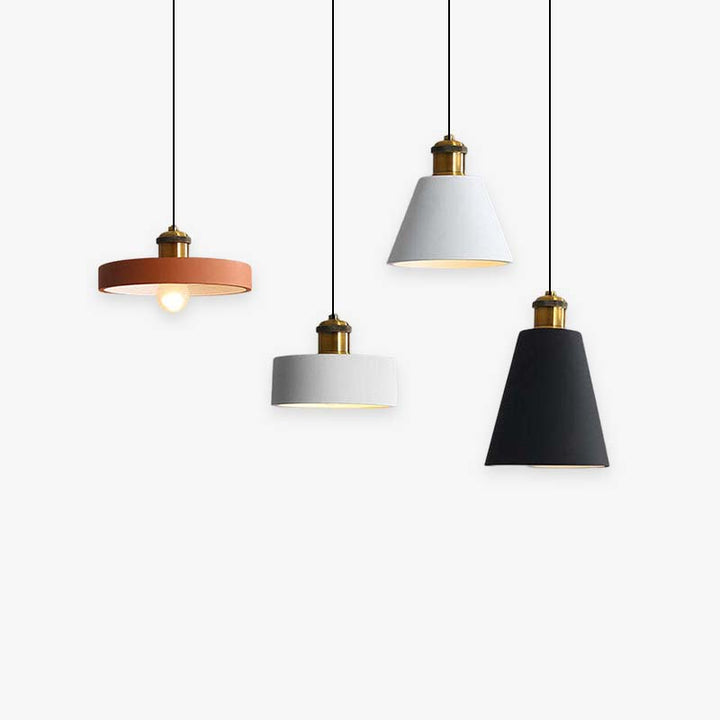 Moderne LED Pendelleuchte MoraGlow im Morandi Design für stilvolles Wohnzimmer, Metall & Harz.