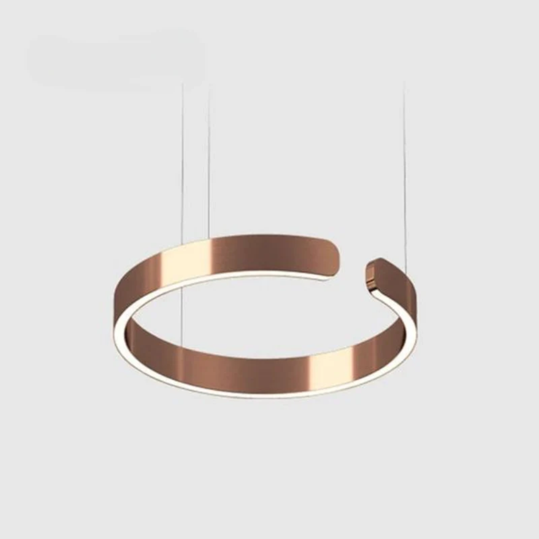 Moderne LED Ring Pendelleuchte in Gold, dimmbar. Elegante Deckenleuchte für stilvolles Wohn- & Esszimmer Ambiente.