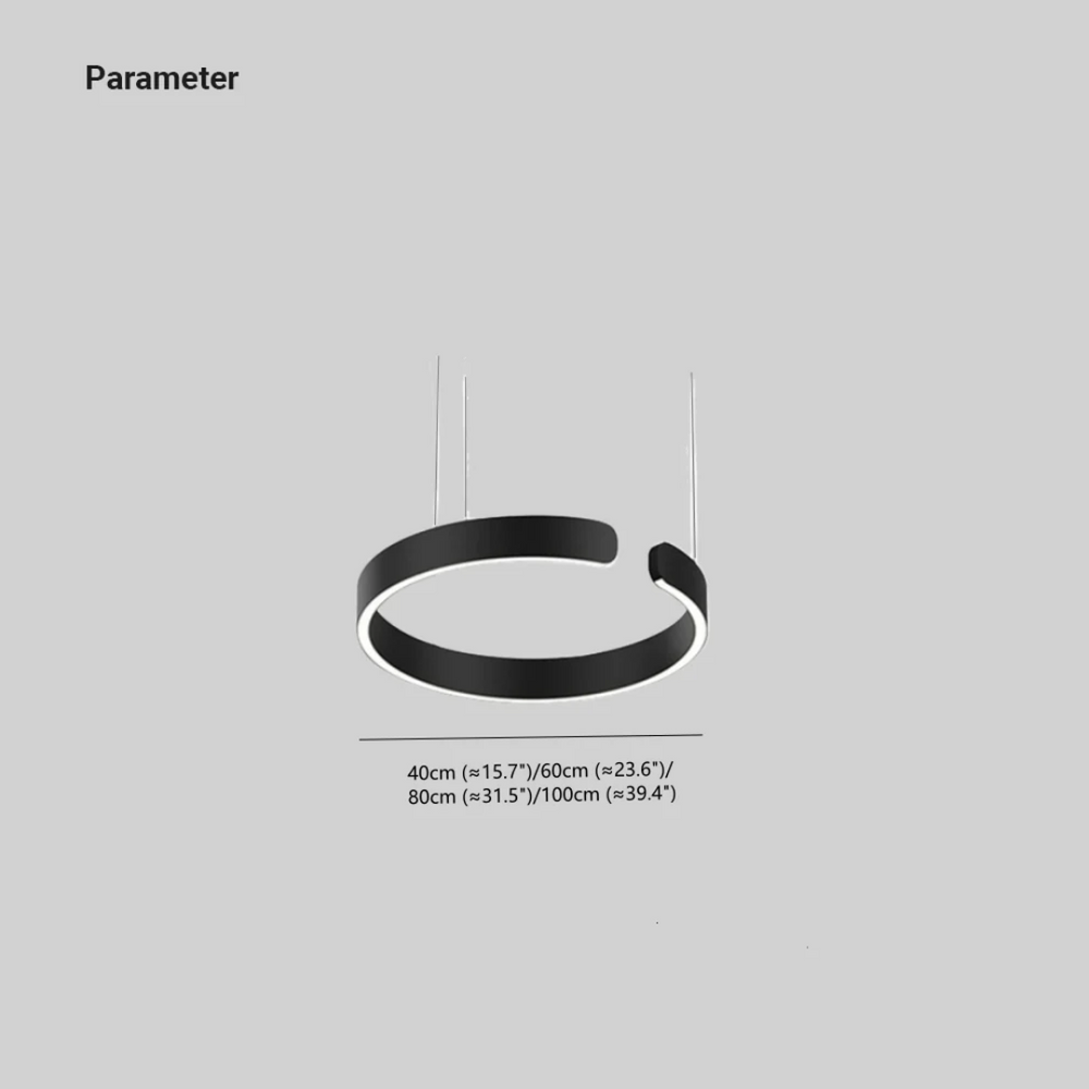 Stilvolle schwarze LED Pendelleuchte im Ring-Design. Perfekte moderne Esszimmerlampe und Wohnzimmerbeleuchtung.