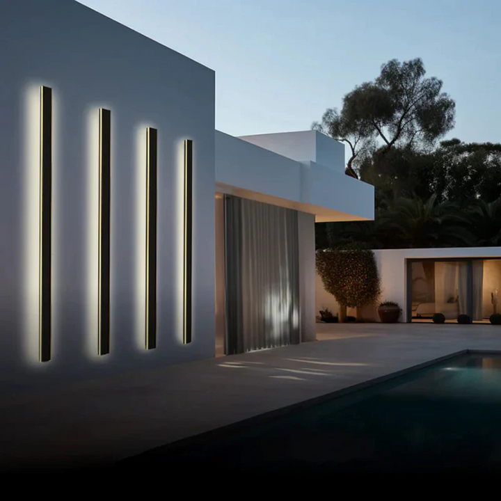 Design LED-Wandleuchte; stilvolle und wasserdichte Außenlampe, dimmbar für perfekte Gartenbeleuchtung.