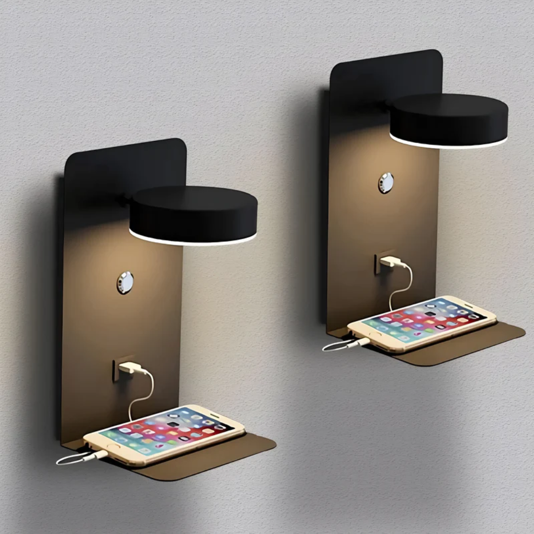 Energieeffiziente LED Wandlampe mit USB-Anschluss. Smartes Design für moderne Wohnräume & gemütliche Ecken.