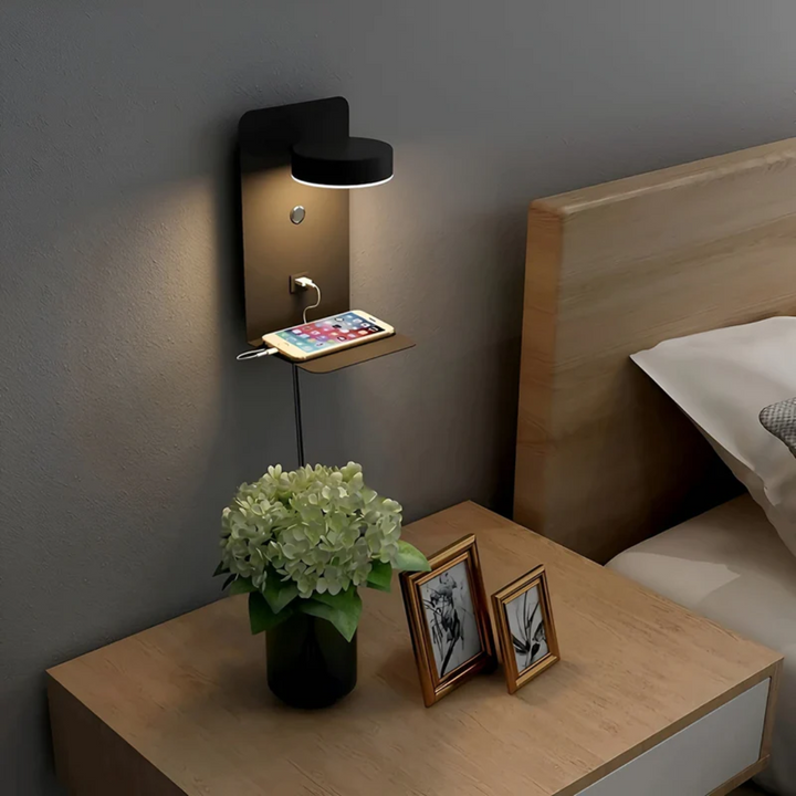 Dekorative LED Wandlampe mit moderner Ästhetik und praktischer USB-Ladefunktion für jeden Raum.