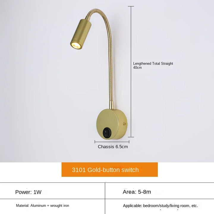 Robuste, moderne LED-Wandlampe, flexibel für Arbeit und Entspannung. Warmweißes Licht, langlebig.
