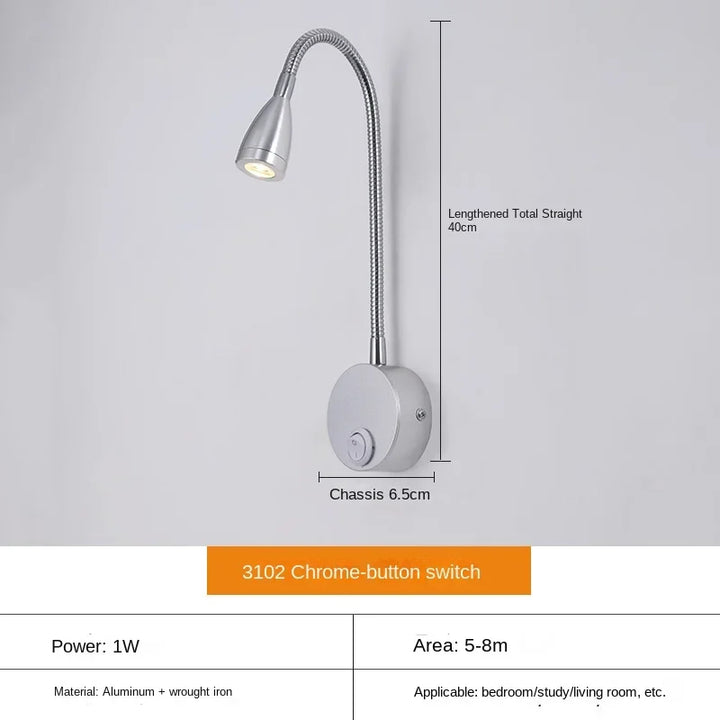 Warmweiße LED-Bürolampe, Wandmontage, flexibler Arm. Perfektes Licht zum Lesen und konzentrierten Arbeiten.