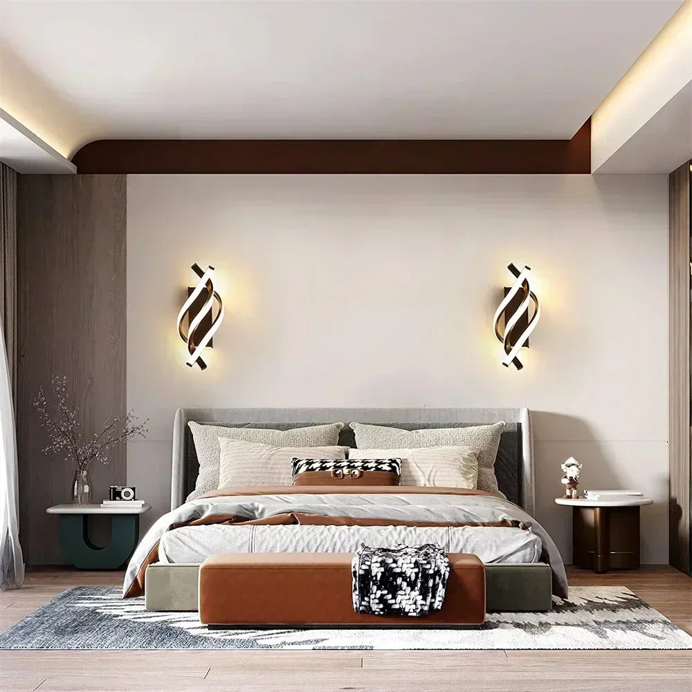 Stilvolle LED Wandleuchte mit Spiral Design. Modern und energiesparend für Flur, Wohn- und Schlafzimmerbeleuchtung.