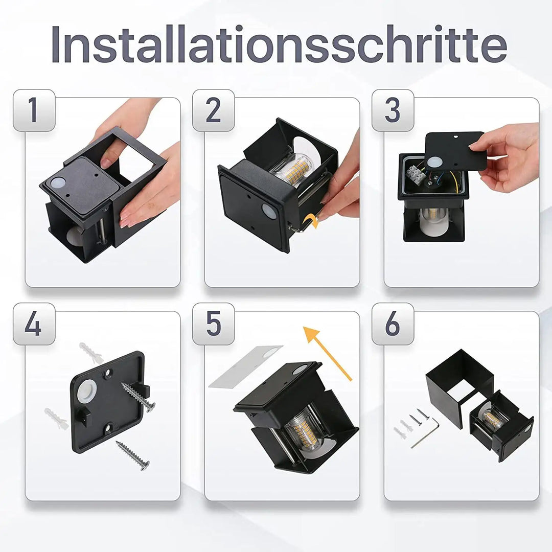Wasserdichte IP65 LED-Wandleuchte für Balkon, Terrasse & Badezimmer; modernes Design & langlebige Außenlampe.