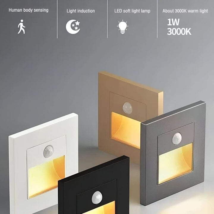 Detailansicht des Bewegungssensors der LED-Wandleuchte, für Smart Home Sicherheitsbeleuchtung.