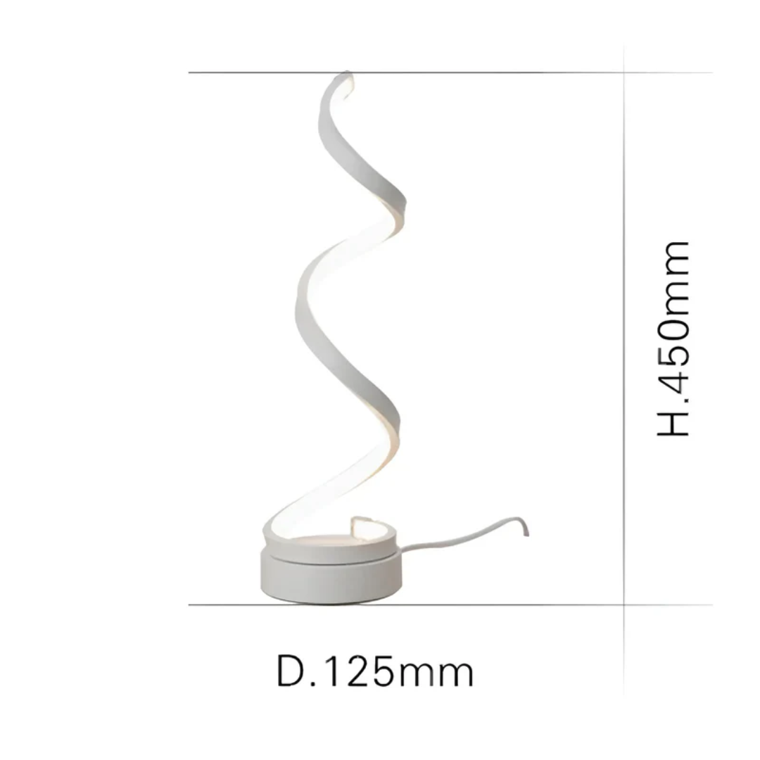 Elegante dimmbare LumaSpiral Spirallampe als energieeffiziente Dekolampe für Wohnzimmer und Büro.