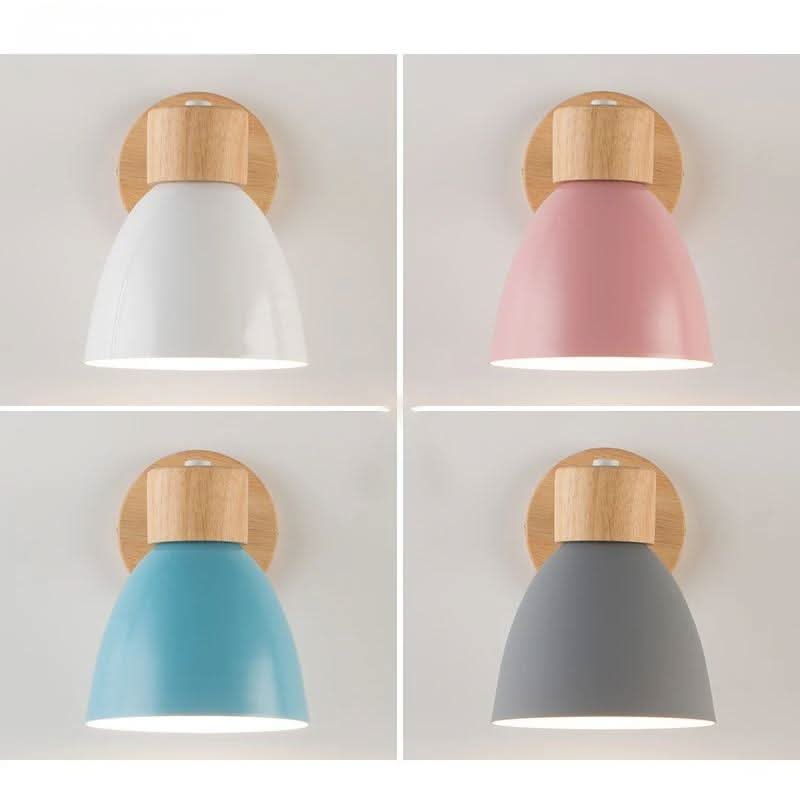 Stilvolle farbige Wandlampe im nordischen Design; vielseitige Innenbeleuchtung mit Zugschalter.