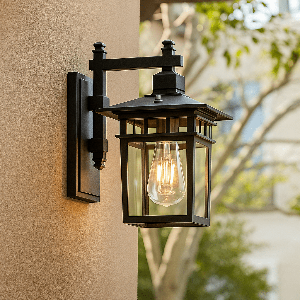 Verstellbare NOVAVEX Außenlampe für flexible Beleuchtung von Balkon, Terrasse & Eingangsbereich; LED-kompatibel.