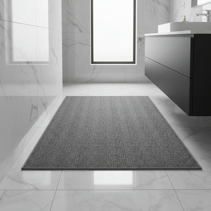 Moderne, saugfähige Fußmatte mit geometrischem Muster für sauberen Eingangsbereich. Perfekt für Innen & Außen.