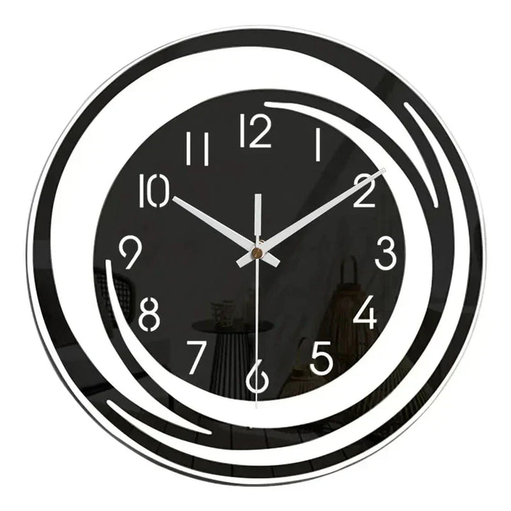 Skandinavische schwarze Acryl-Wanduhr, modern und minimalistisch, schöne Deko fürs Büro oder Zuhause.