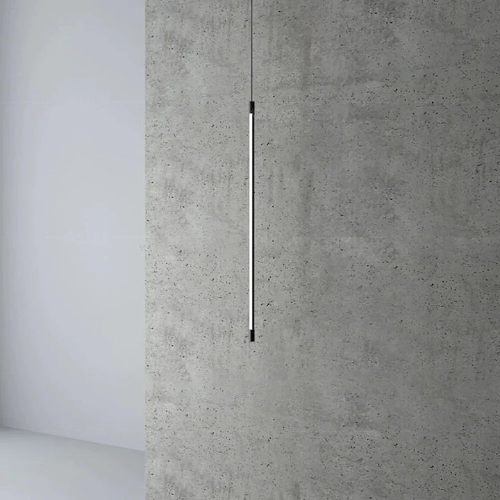Schwarze geometrische LED-Pendelleuchte. Minimalistisches, modernes Lichtdesign für stilvolle Innenräume.