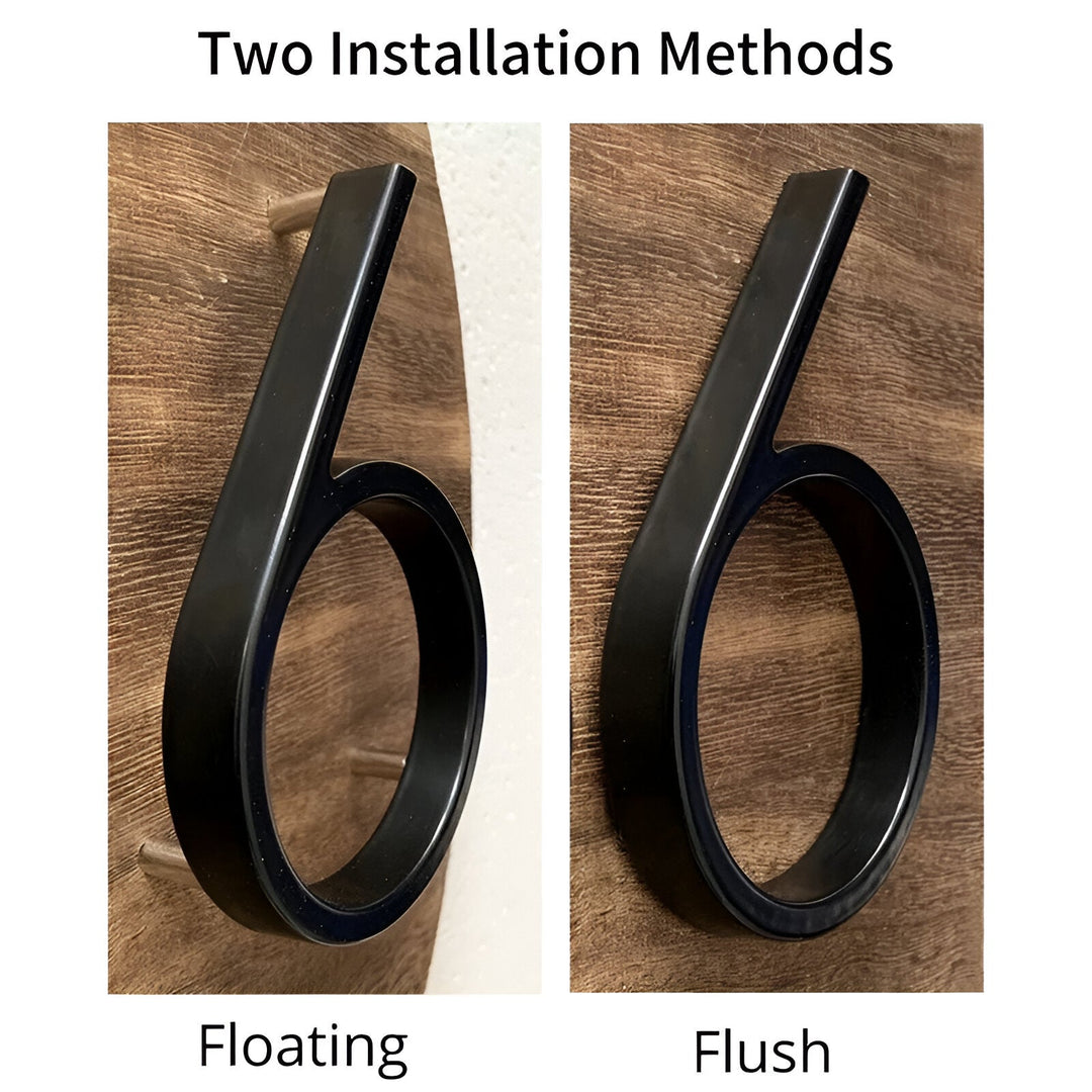 Schicke schwarze Hausnummer, zeitgemässes Design mit Zahlen für Ihren Aussenbereich.