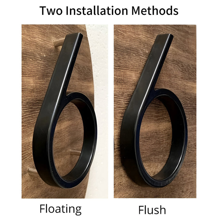 Schicke schwarze Hausnummer, zeitgemässes Design mit Zahlen für Ihren Aussenbereich.