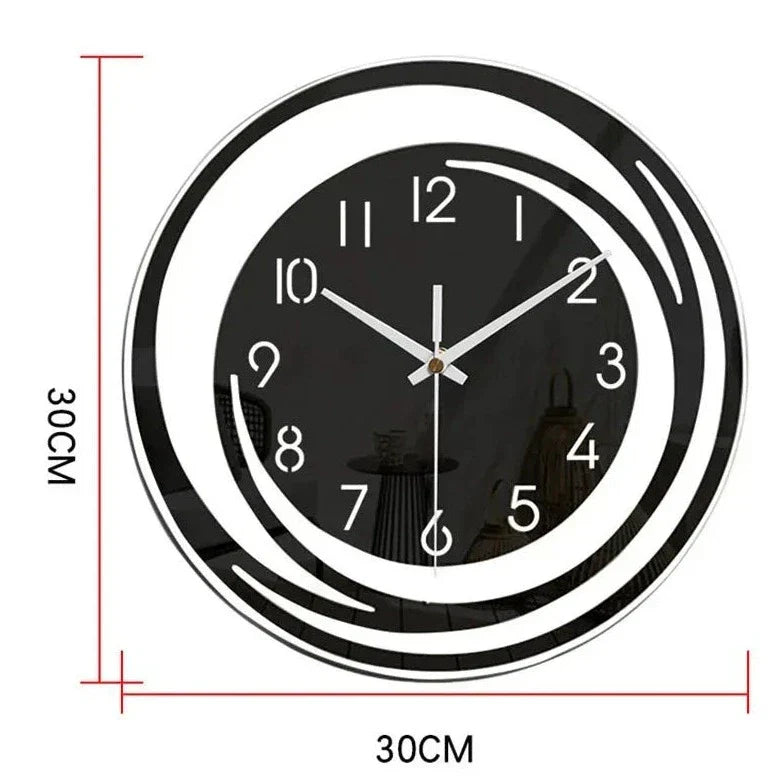Zeitlose schwarze Design-Wanduhr, geräuschlos. Minimalistische & skandinavische Wanddekoration für Wohnzimmer & Büro.