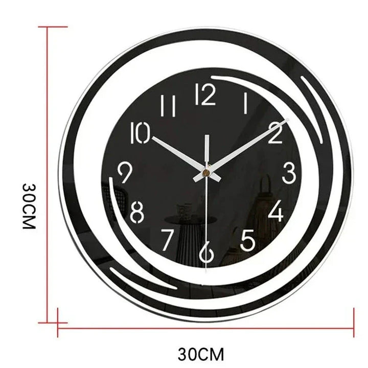 Zeitlose schwarze Design-Wanduhr, geräuschlos. Minimalistische & skandinavische Wanddekoration für Wohnzimmer & Büro.