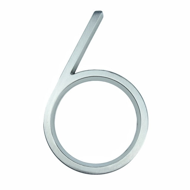 Witterungsbeständige, silberne Hausnummer "4" für den Außenbereich, klares und modernes Design.