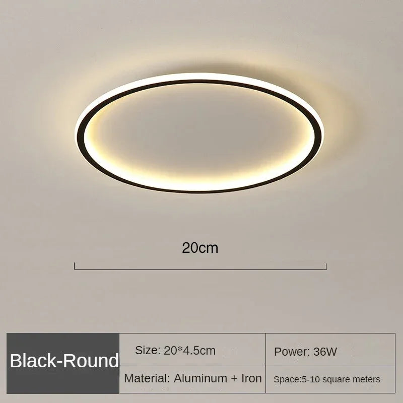 Innenbeleuchtung: Skandinavische LED Deckenleuchte, dimmbar, minimalistisches Design.