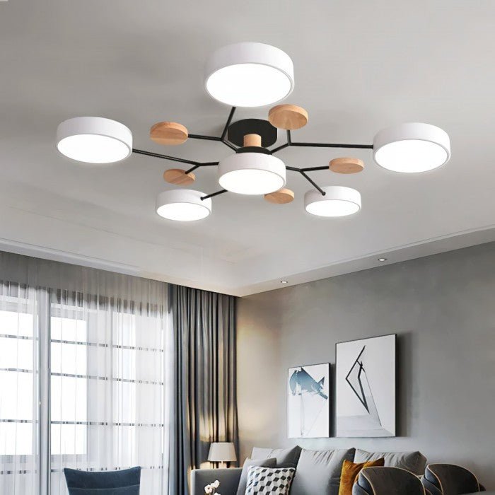 Moderne Wohnaccessoires: Energieeffiziente LED-Deckenleuchte, skandinavisch und verzweigt.