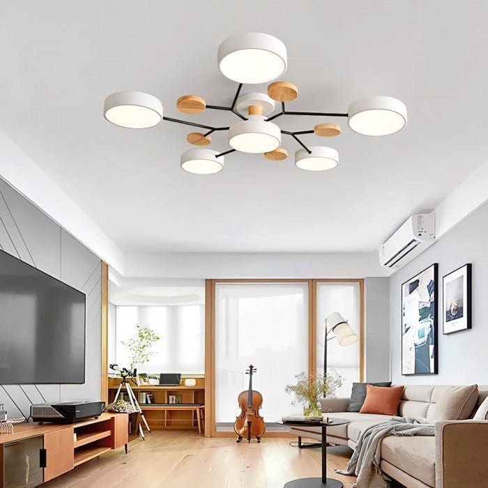 Moderne skandinavische Designerlampe, LED. Dekorative Deckenleuchte fürs stilvolle Wohnzimmer.