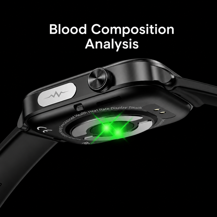 Smartwatch am Arm, die eine sichere Sturzerkennung und einen Notruf-Assistenten bietet.