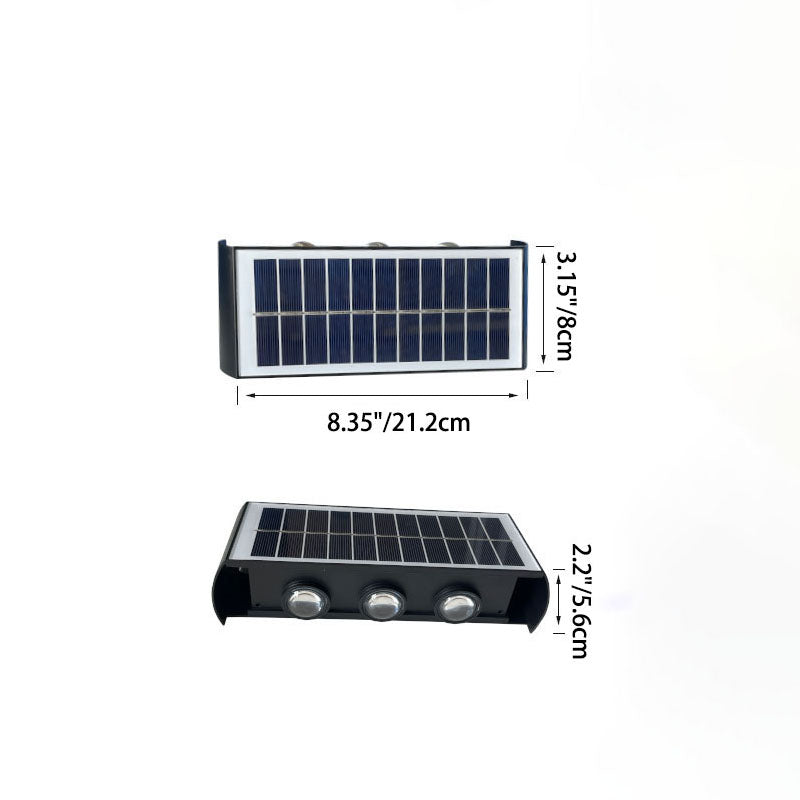 Robuste Solar-Fassadenlampe, IP56, moderne LED-Technik, energieeffizient.