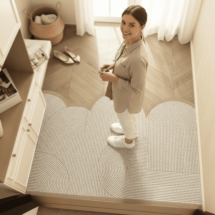 Stilvolle, strapazierfähige PVC-Eingangsmatte von STAYMAT, als Schmutzfangmatte und Türmatte für Ihr Zuhause.