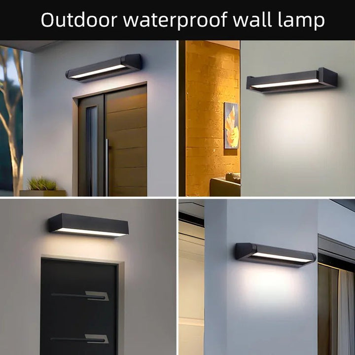 Elegante Aluminium-Außenleuchte mit LED, modern und verstellbar, perfekt für jede Fassade.