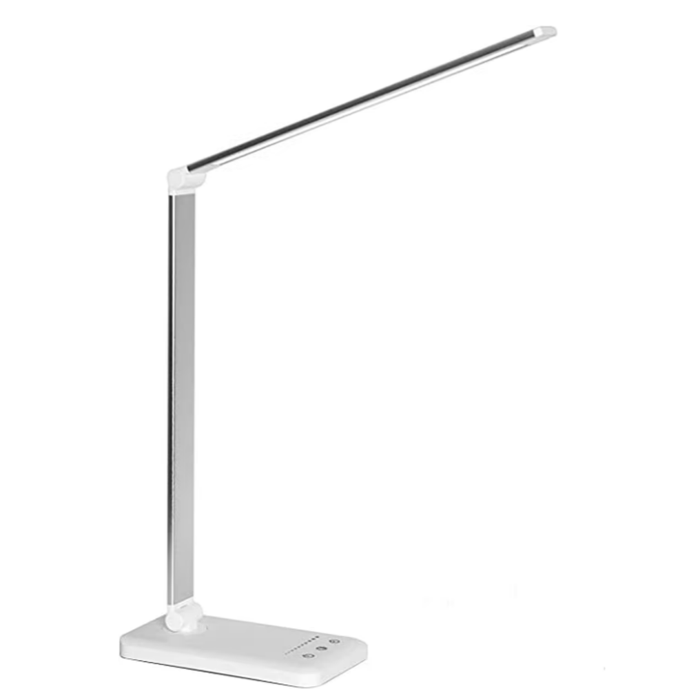 Vielseitige LED-Tischlampe für Büro und Zuhause, dimmbar, verstellbar und mit USB-Ladefunktion für jeden Bedarf.